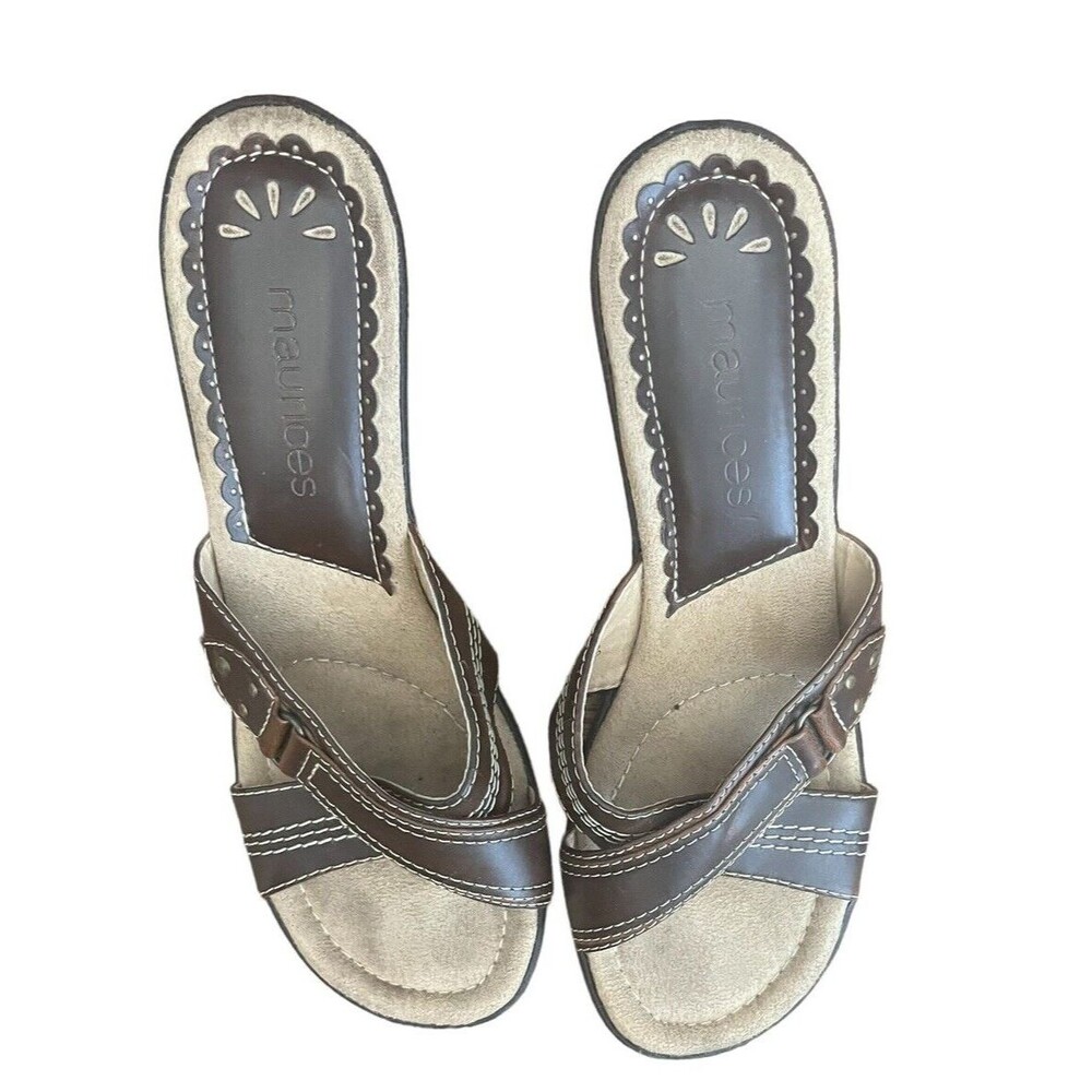 Maurices Womens Slip On Sandals Heels Cross Strap Mule 53279 Size 8 - Picture 6 of 6
